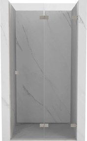 Mexen Lunar-F összecsukható zuhanyajtó jobb 80 cm, átlátszó, szálcsiszolt nikkel - 836-080-000-97-00-P