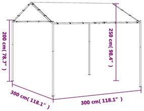antracitszürke acél és szövet baldachinos sátor 3 x 3 m