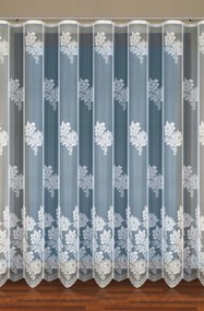 Fehér Virágmintás Függöny, Szalaggal 400x250