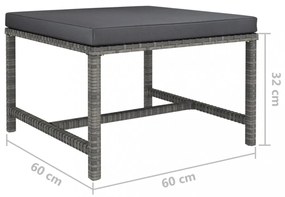 szürke polyrattan elemes lábtartó párnával