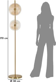 Aranyszínű állólámpa üveg búrával (magasság 170 cm) Venice – Mauro Ferretti