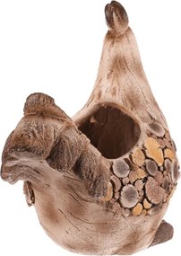 Tyúk virágtartó, magnézium, fa dekor