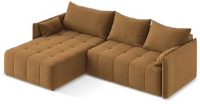 Terrakotta színű kinyitható-tárolóhelyes sarokkanapé (bal oldali-heverő résszel) Moku – Makamii
