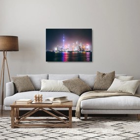 Éjszakai Shanghai képe (üvegen) (70x50 cm)