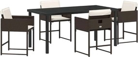 vidaXL Kert étkező szett párnával 5 pcs Barna polirattan