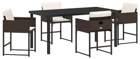 vidaXL Kert étkező szett párnával 5 pcs Barna polirattan