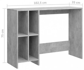 betonszürke szerelt fa laptopasztal 102,5 x 35 x 75 cm