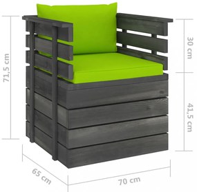 vidaXL fenyőfa kerti karosszék párnákkal