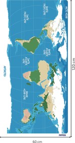 PIPPER. Öntapadós textiltapéta " Gyerek világtérkép"