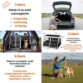 BRUNO kutyaszállító box, 97x90x72cm, ezüst/fekete Cadoca