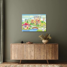 Kép - színes város (üvegen) (70x50 cm)