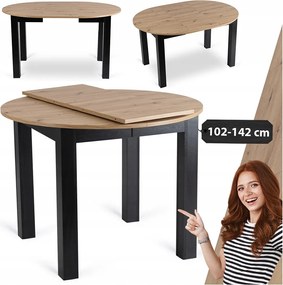 Összecsukható Kerek Konyha Étkező Nappali 102/142 Tölgy Artisan Harry