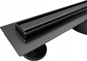 A4H Lineáris lefolyó Keskeny Fekete 70cm rozsdamentes acél forgó szifon