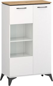 Alacsony vitrin, fehér/evoke tölgy, VELIS 1D1W