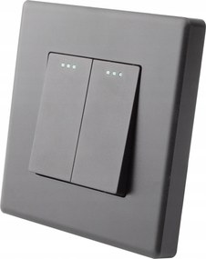 Kapcsoló Fénykapcsoló Dupla Fali Fekete Műanyag Luuna