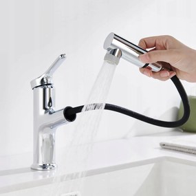 Detbom mosdócsaptelep kihúzható kifolyócsővel és 2 vízsugár üzemmóddal