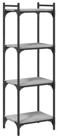 4 szintes szürke sonoma szerelt fa könyvespolc 40 x 30 x 120 cm
