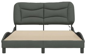 sötétszürke szövet ágykeret LED-es matrac nélkül 140x200 cm