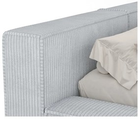 Világosszürke kárpitozott ágyneműtartós franciaágy ágyráccsal 140x200 cm Voliera – Maison de Rêve