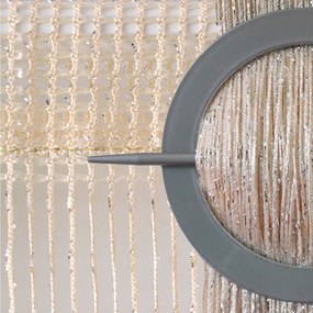 Függöny Spagetti 100 x 200 Fonott Ezüst Cérna Ecru Zsinórok