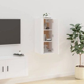 Magasfényű fehér fali tv-szekrény 40x34,5x80 cm