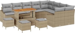vidaXL Kerti Kanapé Szett párnával tárolóval 13 pcs Bézs Poli rattan