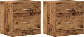vidaXL 2 db antik fa színű szerelt fa éjjeliszekrény 40 x 30 x 40 cm