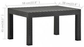 antracitszürke PP rattan kerti asztal 58 x 58 x 41 cm