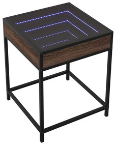 Barna tölgy végtelen hatású LED-es dohányzóasztal 40x40x51 cm