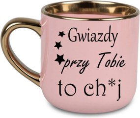 Elegáns bögre Csillagok melletted ch.j arany díszítéssel 400 Rózsaszín