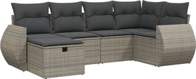 vidaXL 6 részes szürke polyrattan kerti ülőgarnitúra párnákkal