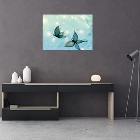 Kép - kék pillangók (üvegen) (70x50 cm)
