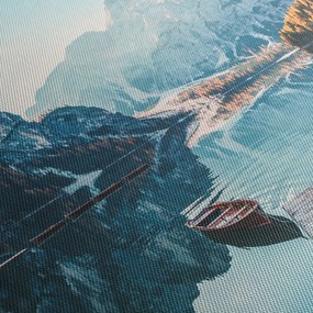 Kép - Csónakok a Braies-tónál (150x105 cm)