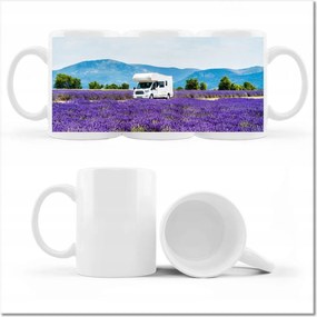 Fotó bögre Lakókocsi a levendulamezők között