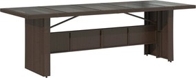 vidaXL barna polyrattan üveglapos kerti asztal 240 x 90 x 75 cm
