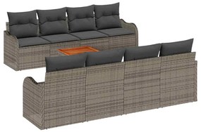 vidaXL Kerti Kanapé Szett párnával 9 pcs Szürke polirattan