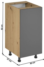 Alsó konyhaszekrény D40 Langari (artisan tölgy + matt szürke) (B). 1016889
