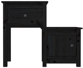 2 darab fekete tömör fenyőfa éjjeliszekrény 79,5 x 38 x 65,5 cm