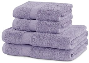 Levendula színű frottír pamut törölköző és fürdőlepedő készlet 4 db-os Marina – DecoKing