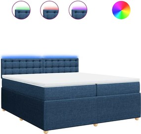vidaXL kék szövet rugós ágy matraccal 200 x 200 cm