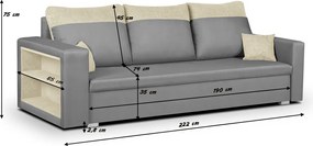 PAVEL Háromszemélyes kinyitható kanapé Világosbarna/krém