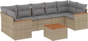 vidaXL 8 részes vegyes bézs polyrattan kerti ülőgarnitúra párnákkal