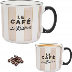 Stílusos Bögre Bistrot 450 ml bézs Retro teás ajándék övek