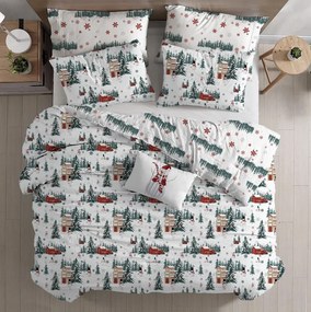 SNOWY HOUSES fehér pamut ágyneműhuzat Ágyneműhuzat mérete: 70 x 90 cm | 140 x 220 cm