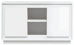 Magasfényű fehér szerelt fa tálalószekrény 102x35x60 cm