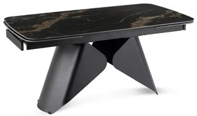 Bővíthető Kerámia Étkezőasztal Fekete Márvány/Fekete Színben. VERONA 160–240 cm