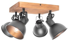 Ipari reflektor fekete fával, dönthető, 4-lámpás - Tommy