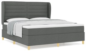 Boxspring Ágy Matraccal Sötétszürke, 180x200 cm Szövet