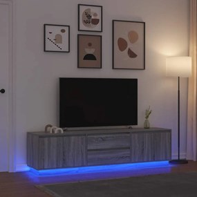 szürke sonoma színű TV-szekrény LED-lámpákkal 193,5x41x50 cm