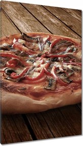 Vászonkép 80x120 Pizza egy fa asztalon